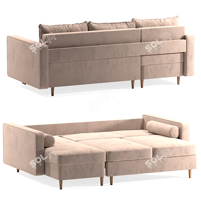 Corner Sofa Bed Volga Factory 3D model image 5