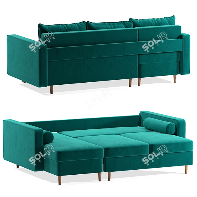 Corner Sofa Bed Volga Factory 3D model image 6