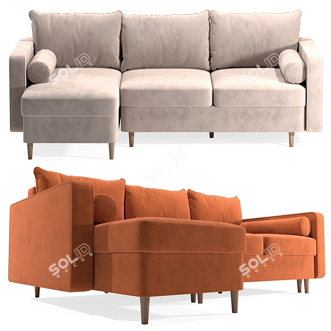 Corner Sofa Bed Volga Factory 3D model image 9