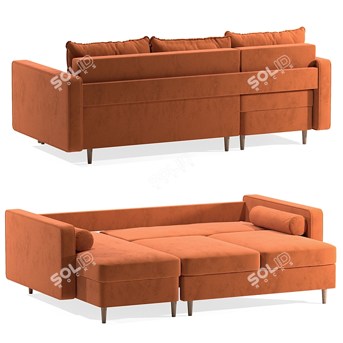 Corner Sofa Bed Volga Factory 3D model image 11