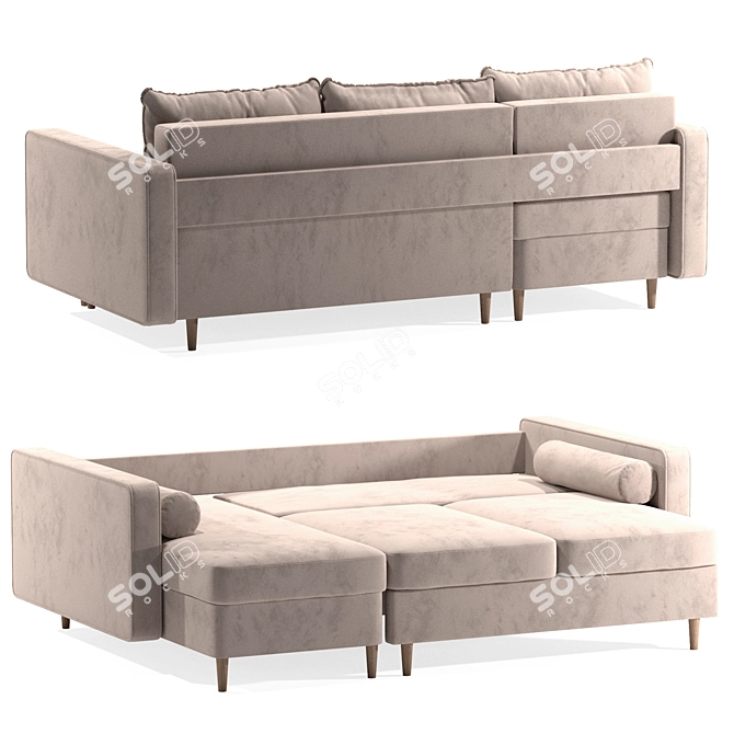 Corner Sofa Bed Volga Factory 3D model image 12