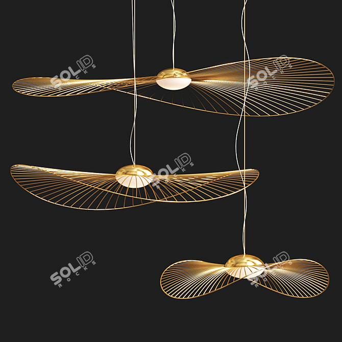 Elegant Metal Pendant Light Fixture 3D model image 1