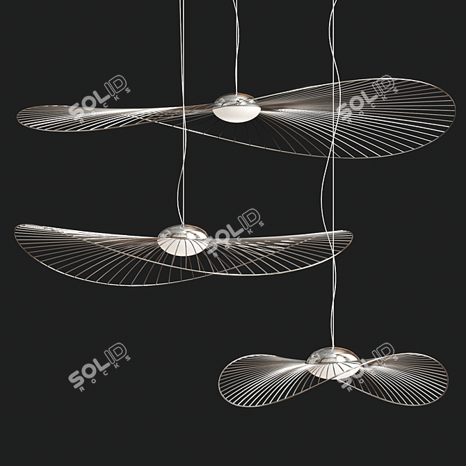 Elegant Metal Pendant Light Fixture 3D model image 2