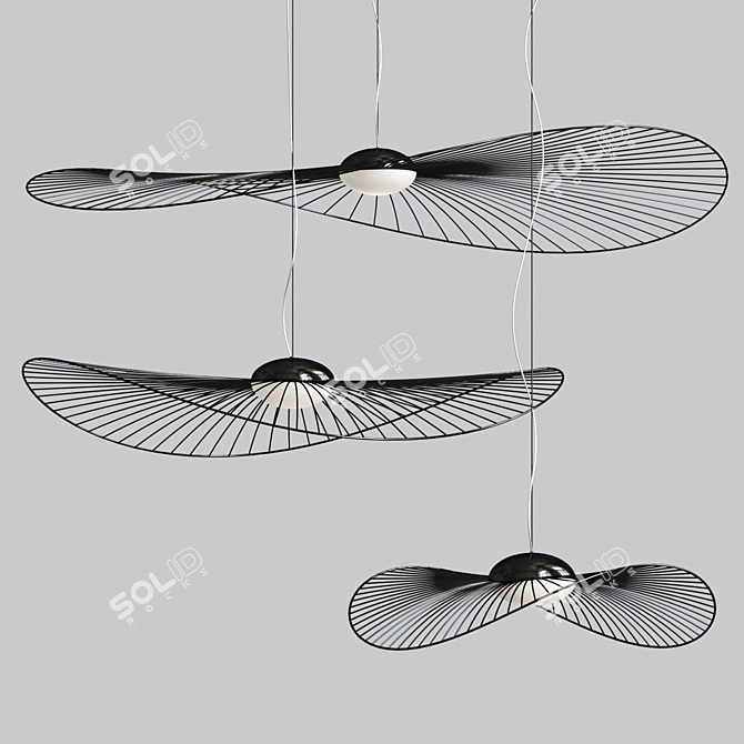 Elegant Metal Pendant Light Fixture 3D model image 3