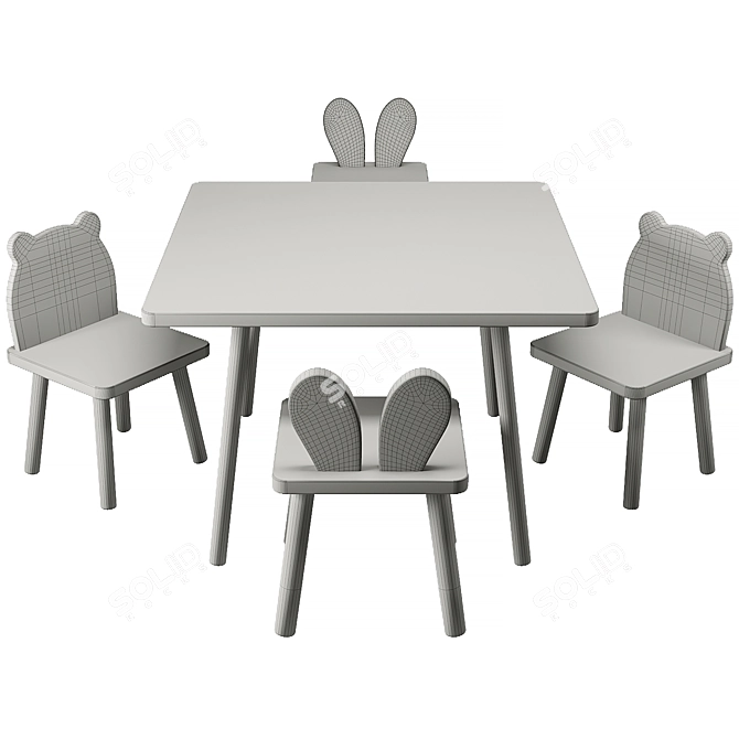 Adorable Children's Table Set 3D model image 4