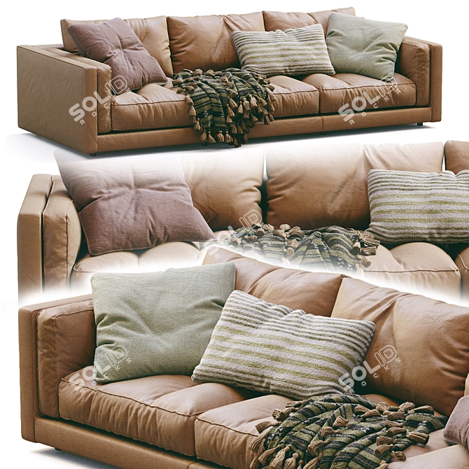 Luxury Leather Sofa Modern Design 3D model image 1