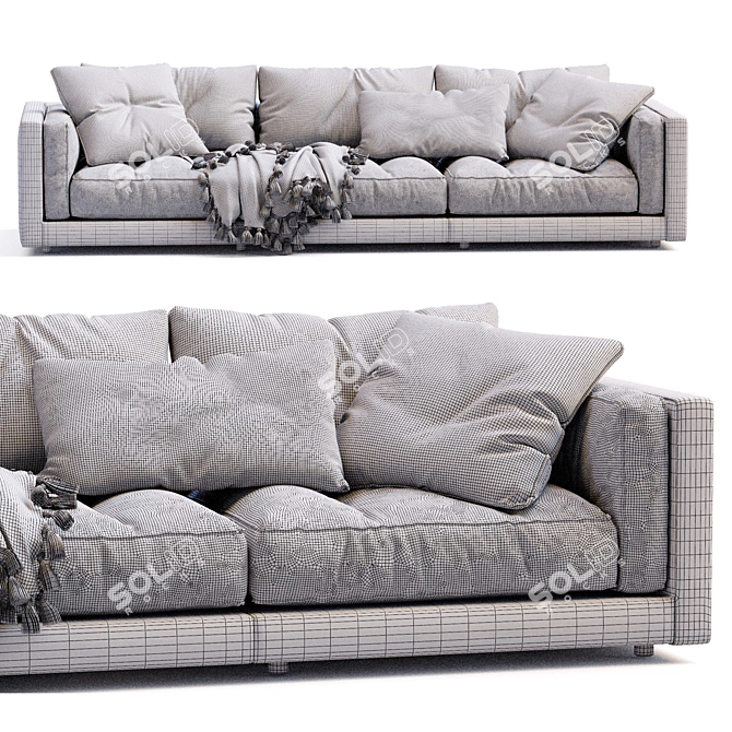 Luxury Leather Sofa Modern Design 3D model image 4
