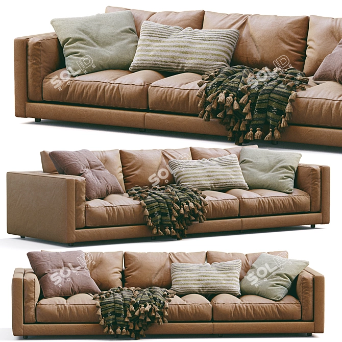 Luxury Leather Sofa Modern Design 3D model image 6