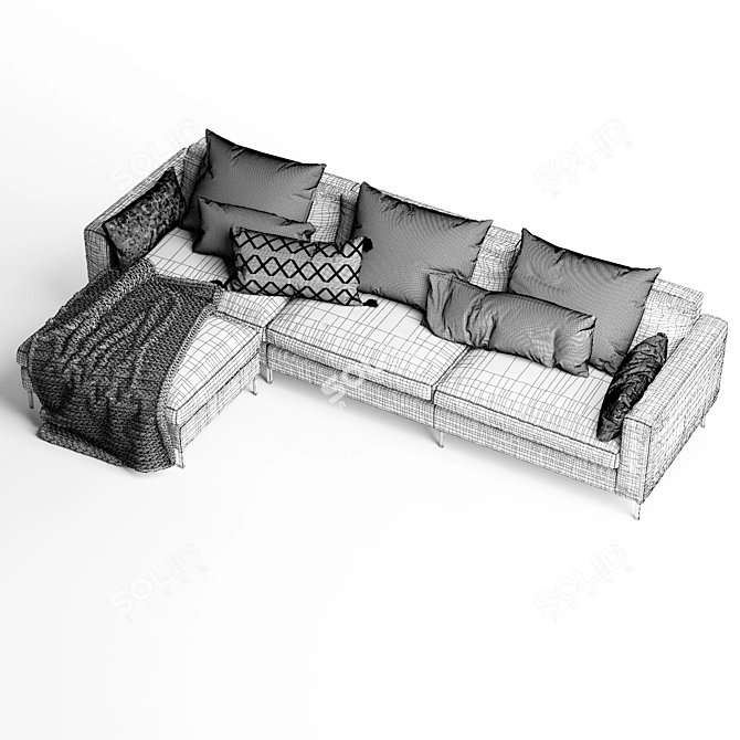 Contemporary 4-5 Seater Sofa Set 3D model image 7