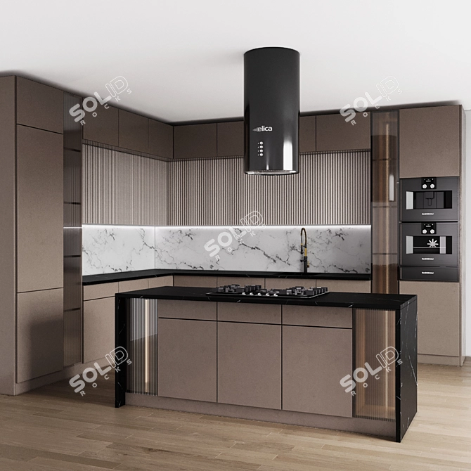 Modern 3D Kitchen Model Set 3D model image 1