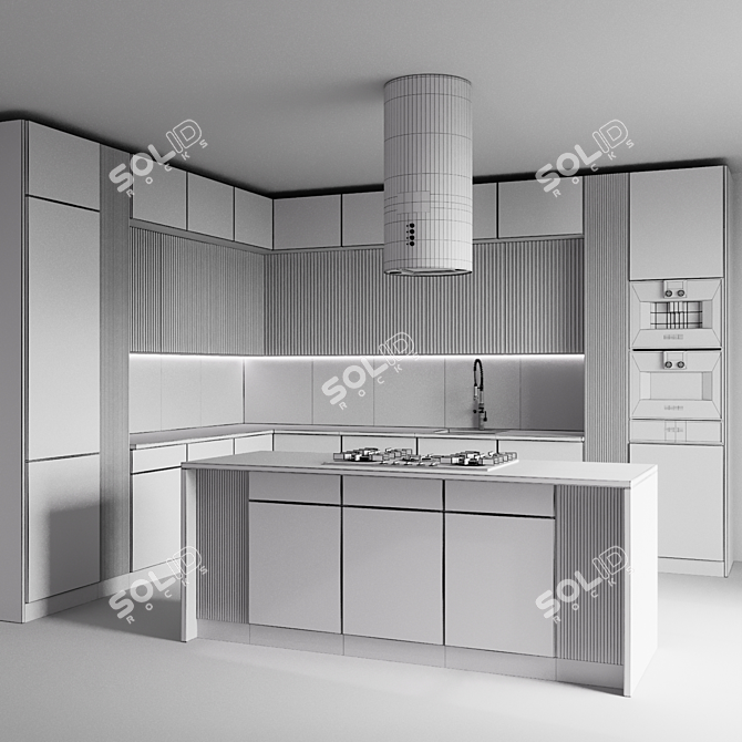 Modern 3D Kitchen Model Set 3D model image 5