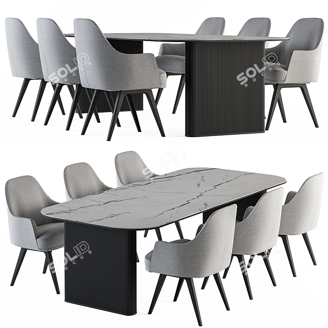 Stone Dining Set 27 3D model image 2