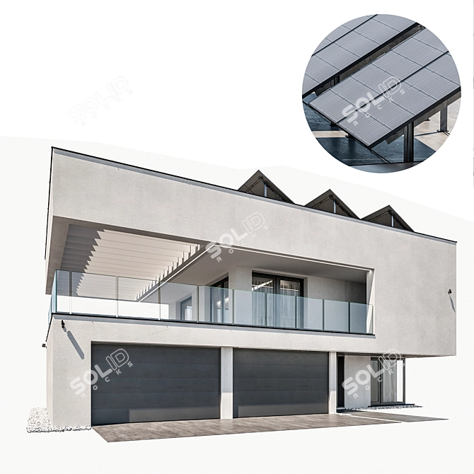 Modern House 3D Model Kit 3D model image 1