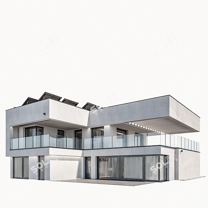 Modern House 3D Model Kit 3D model image 2