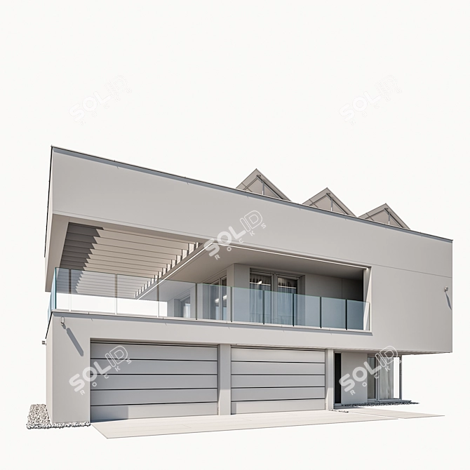 Modern House 3D Model Kit 3D model image 7