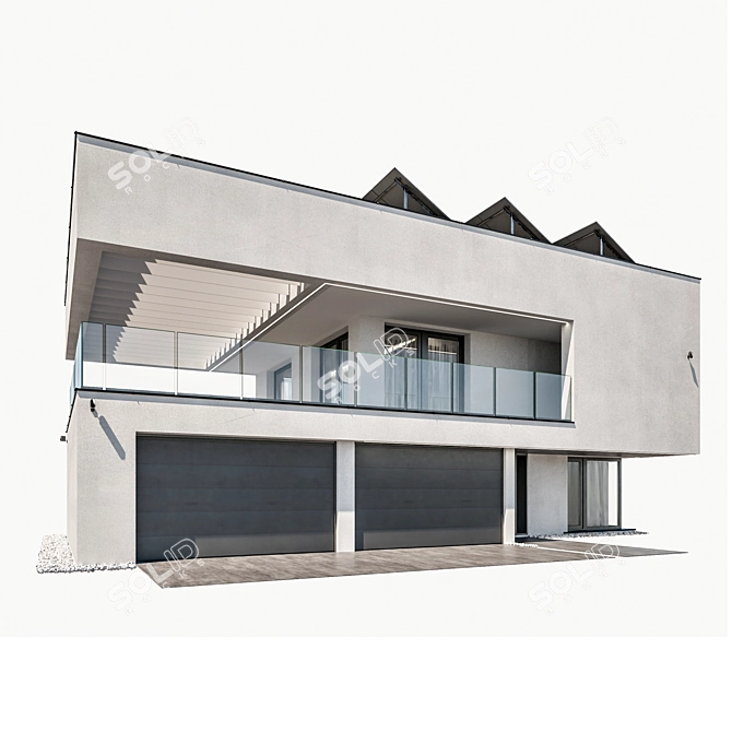 Modern House 3D Model Kit 3D model image 8