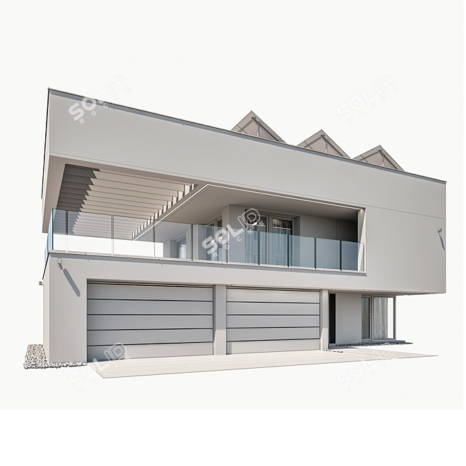 Modern House 3D Model Kit 3D model image 10