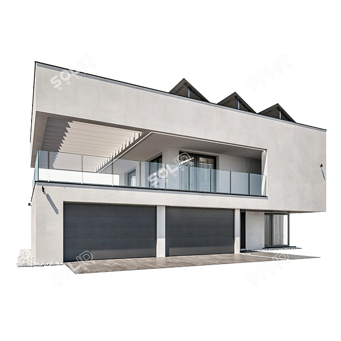 Modern House 3D Model Kit 3D model image 16