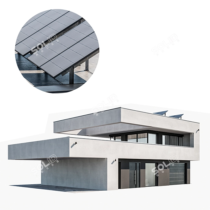 Modern House 19 Night Lights 3D model image 1