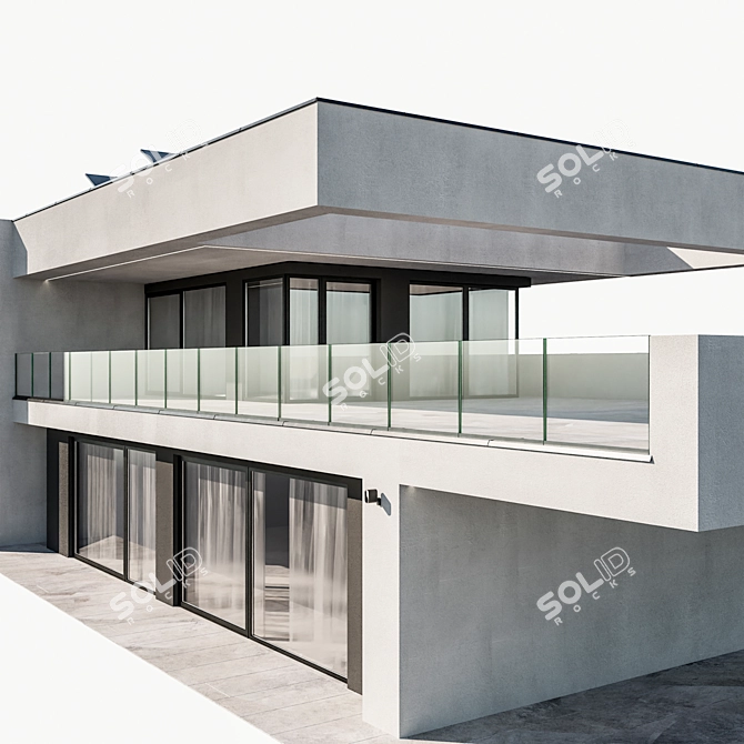 Modern House 19 Night Lights 3D model image 5