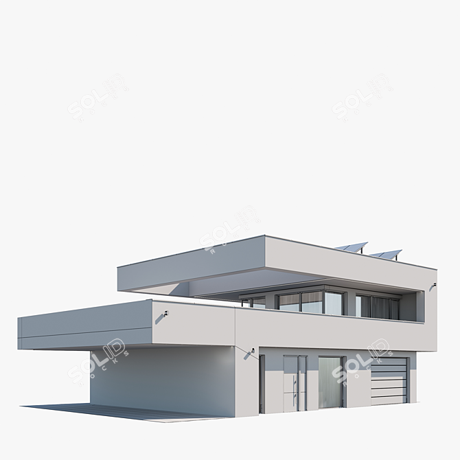 Modern House 19 Night Lights 3D model image 6