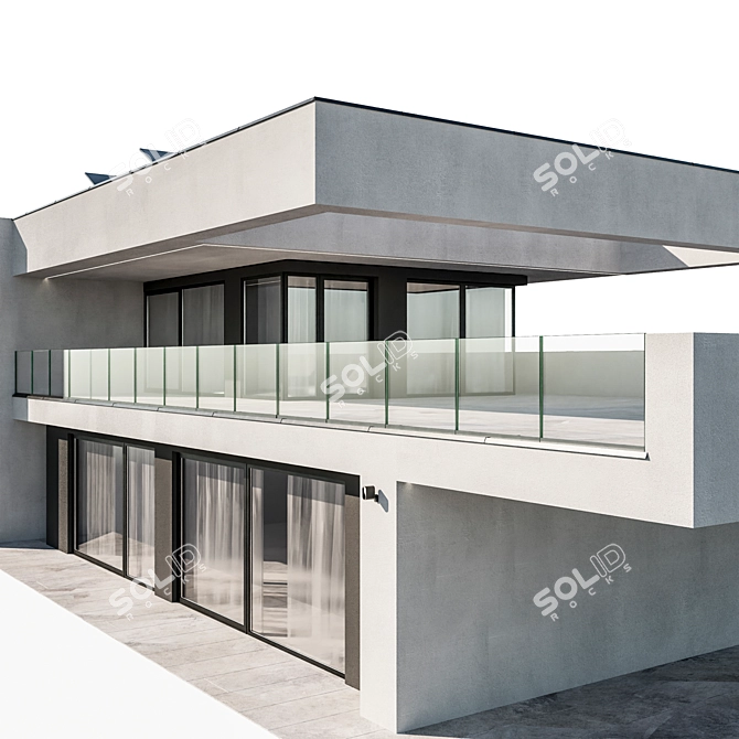 Modern House 19 Night Lights 3D model image 11