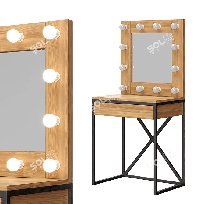 Makeup Vanity Table with Mirror 3D model image 1