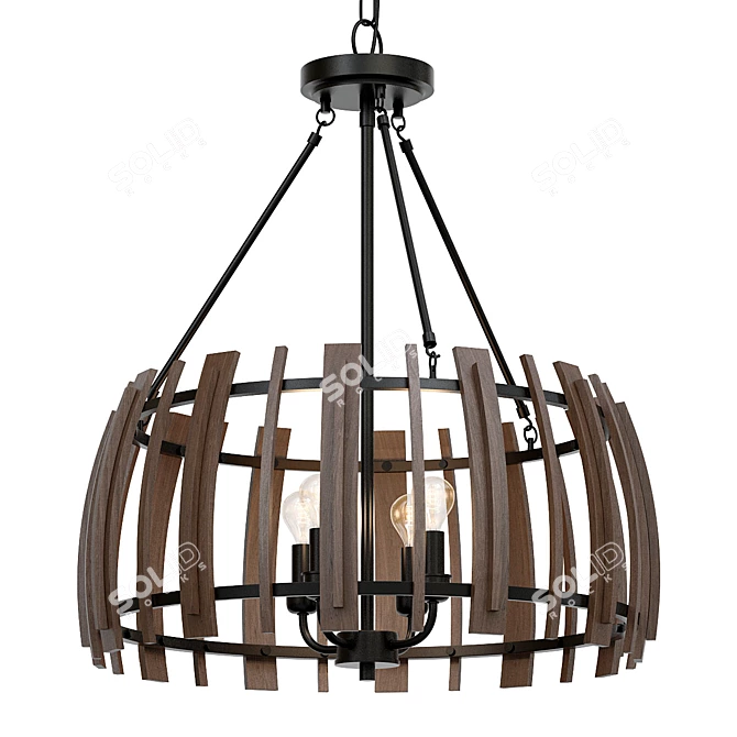 Bronze Circular Pendant Light 3D model image 1