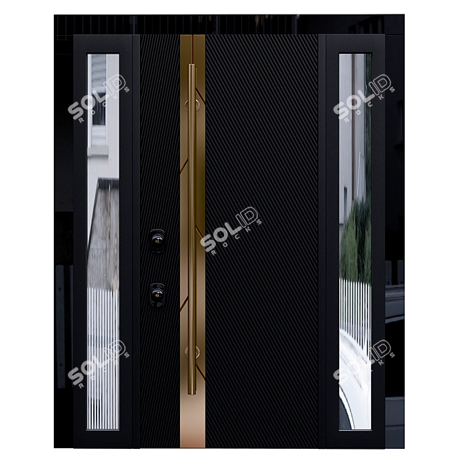 Modern Entrance Door 1779mm Black 3D model image 1