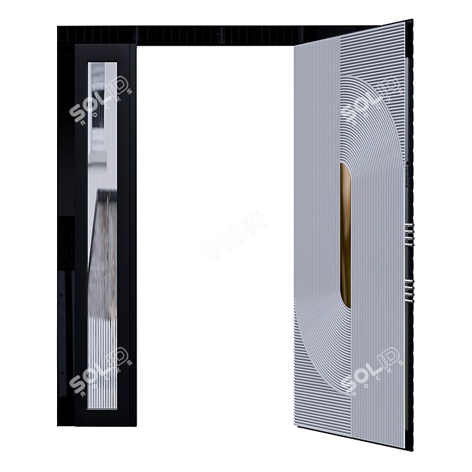 Modern Entrance Door 1779mm Black 3D model image 2