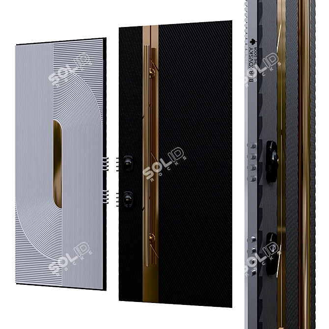 Modern Entrance Door 1779mm Black 3D model image 3