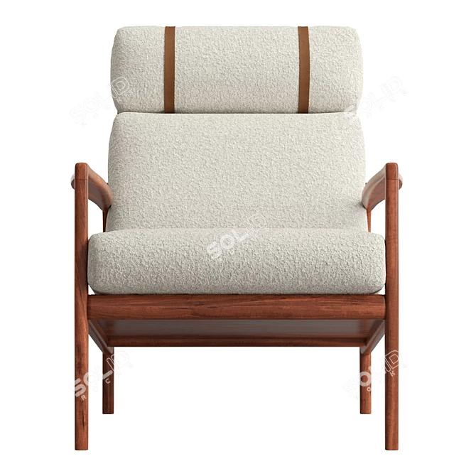 Boucle Walnut Lounge Chair 3D model image 2
