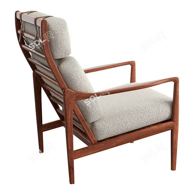 Boucle Walnut Lounge Chair 3D model image 3