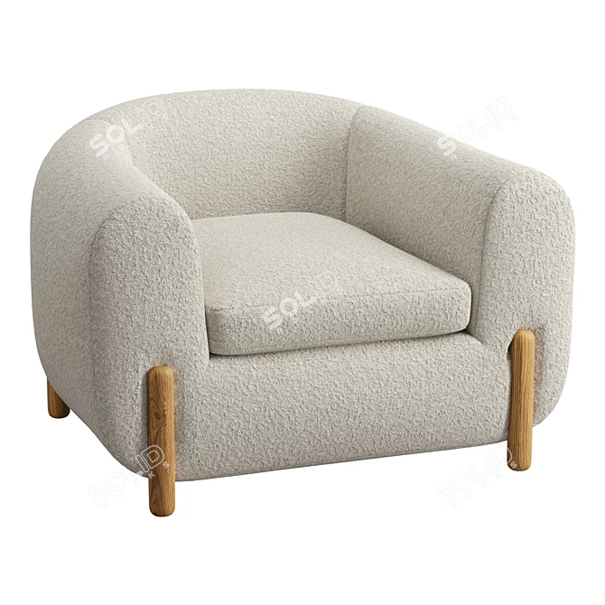 Boucle Textured Mermont Chair 3D model image 1