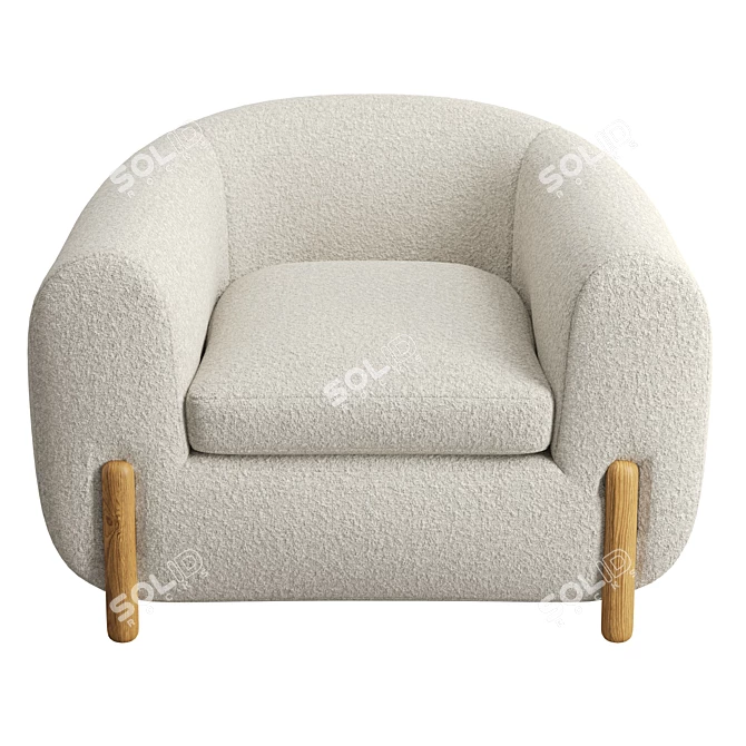 Boucle Textured Mermont Chair 3D model image 2