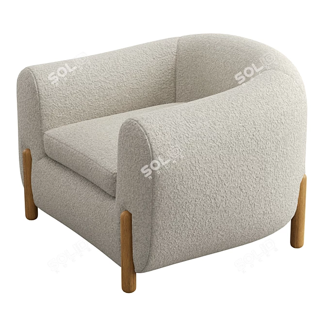 Boucle Textured Mermont Chair 3D model image 5