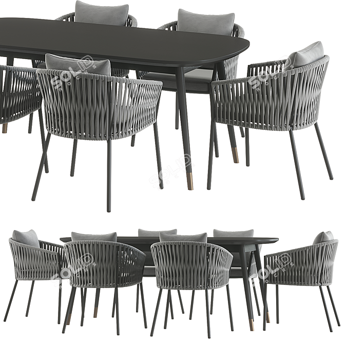 Contemporary Dining Set, Modern Design 3D model image 1