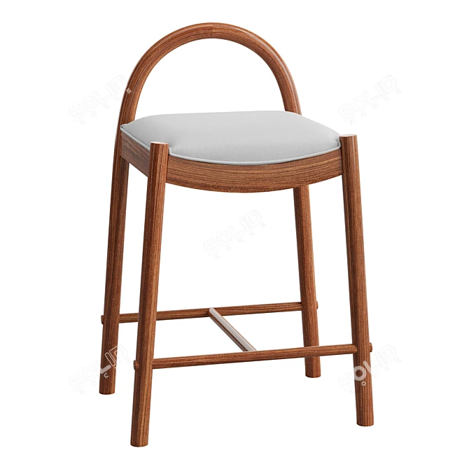 Luxurious Nubuck Leather Counter Stool 3D model image 1