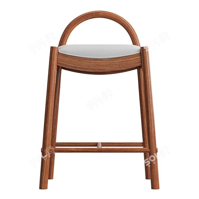 Luxurious Nubuck Leather Counter Stool 3D model image 2