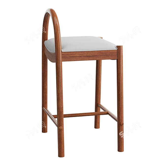 Luxurious Nubuck Leather Counter Stool 3D model image 3