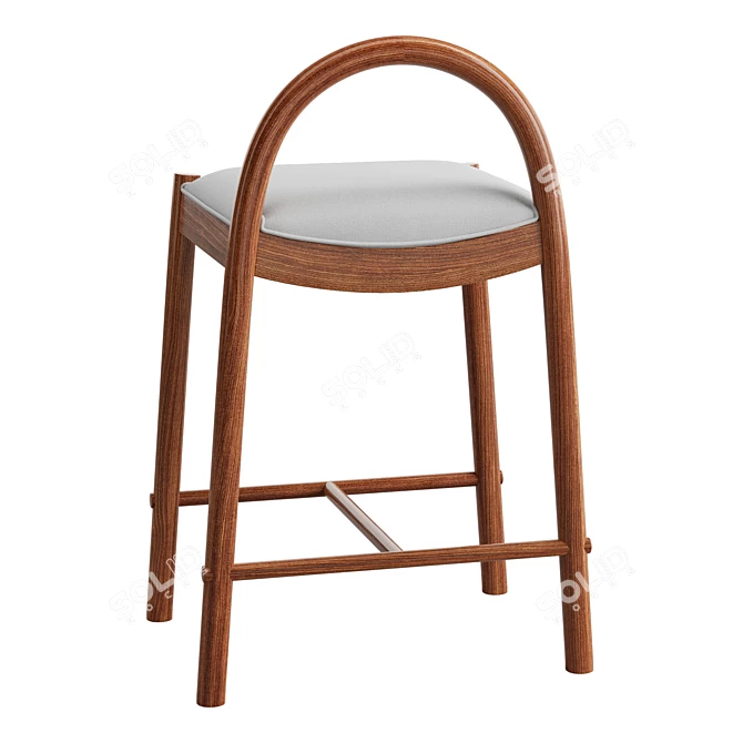 Luxurious Nubuck Leather Counter Stool 3D model image 4