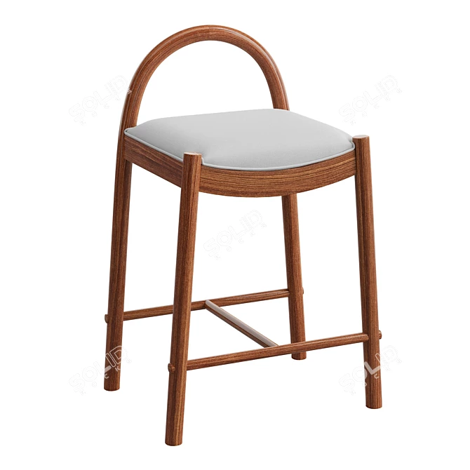 Luxurious Nubuck Leather Counter Stool 3D model image 5