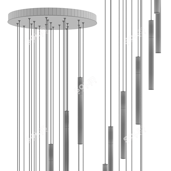 Modern Spiral LED Pendant Light 3D model image 2