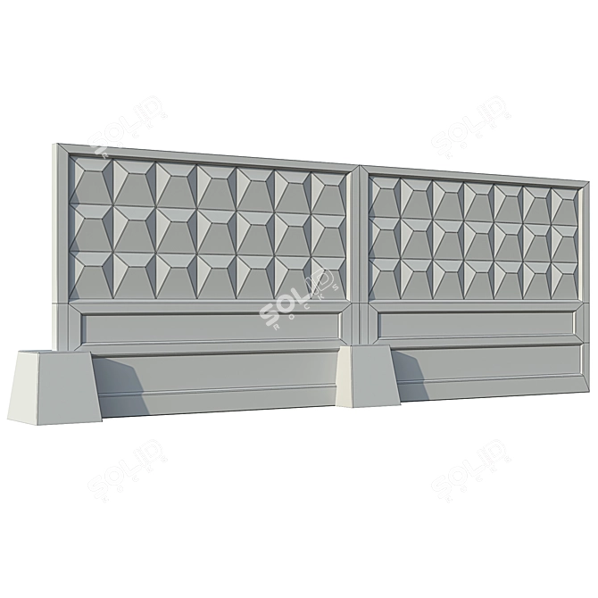 Concrete Fence 3D Model Kit 3D model image 4