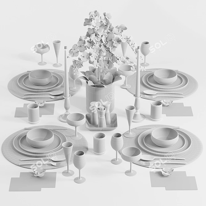 Elegant Dinnerware Set UVW Mapped 3D model image 5