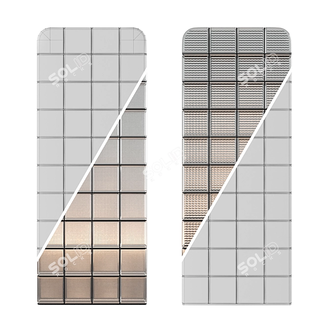 Glass Block Partition Panel 3D model image 2