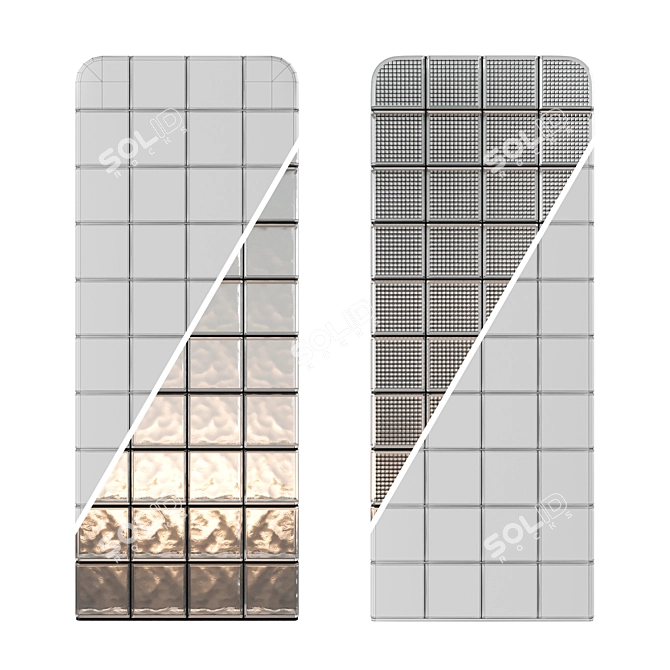 Glass Block Partition Panel 3D model image 3