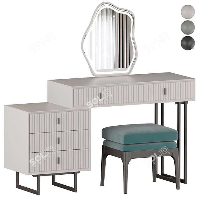 Title: Sleek LED Makeup Vanity Station 3D model image 1