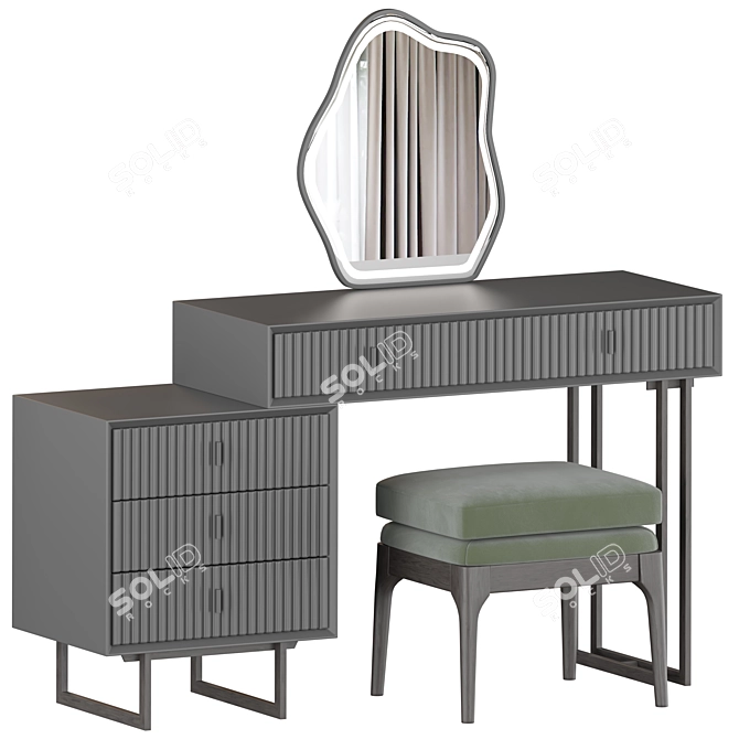 Title: Sleek LED Makeup Vanity Station 3D model image 2