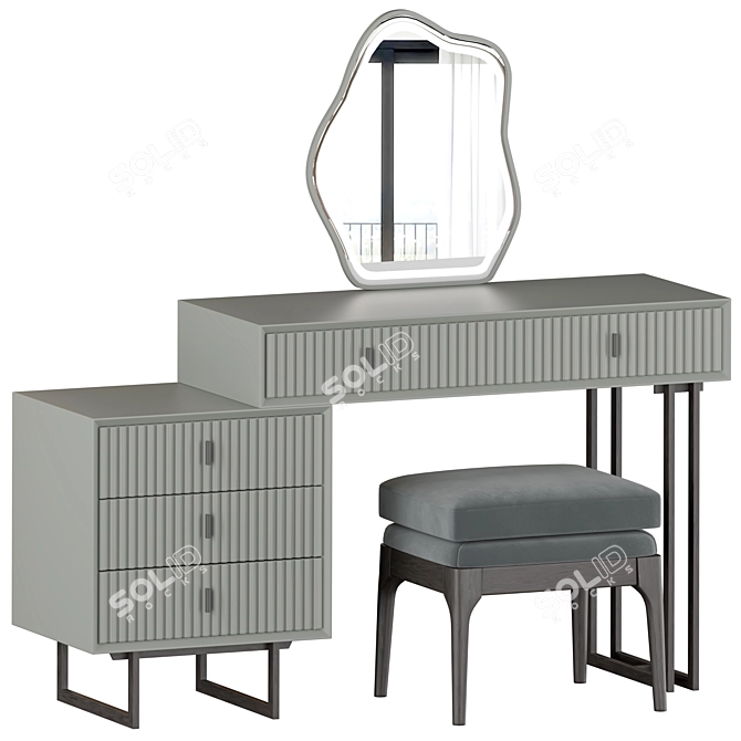 Title: Sleek LED Makeup Vanity Station 3D model image 3